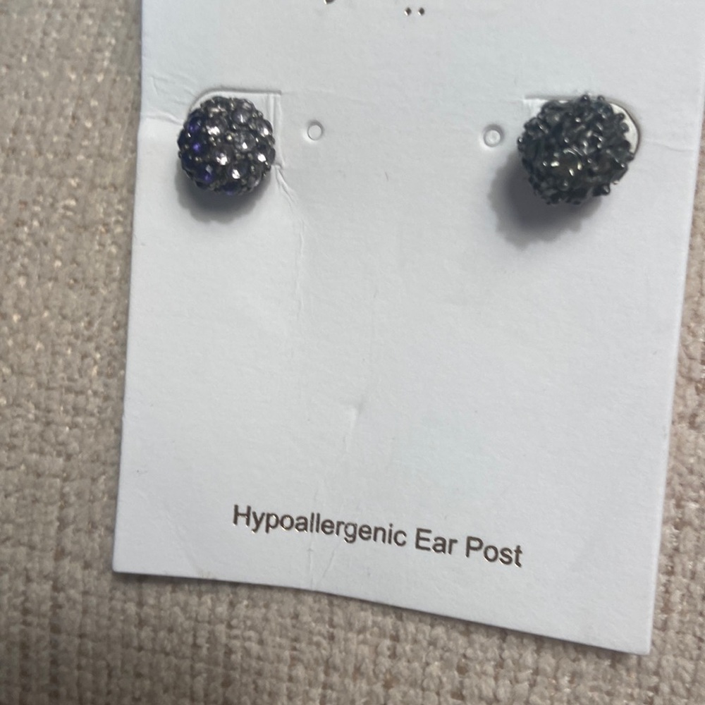 Hall earrings covered in crystals. Matching ring listed